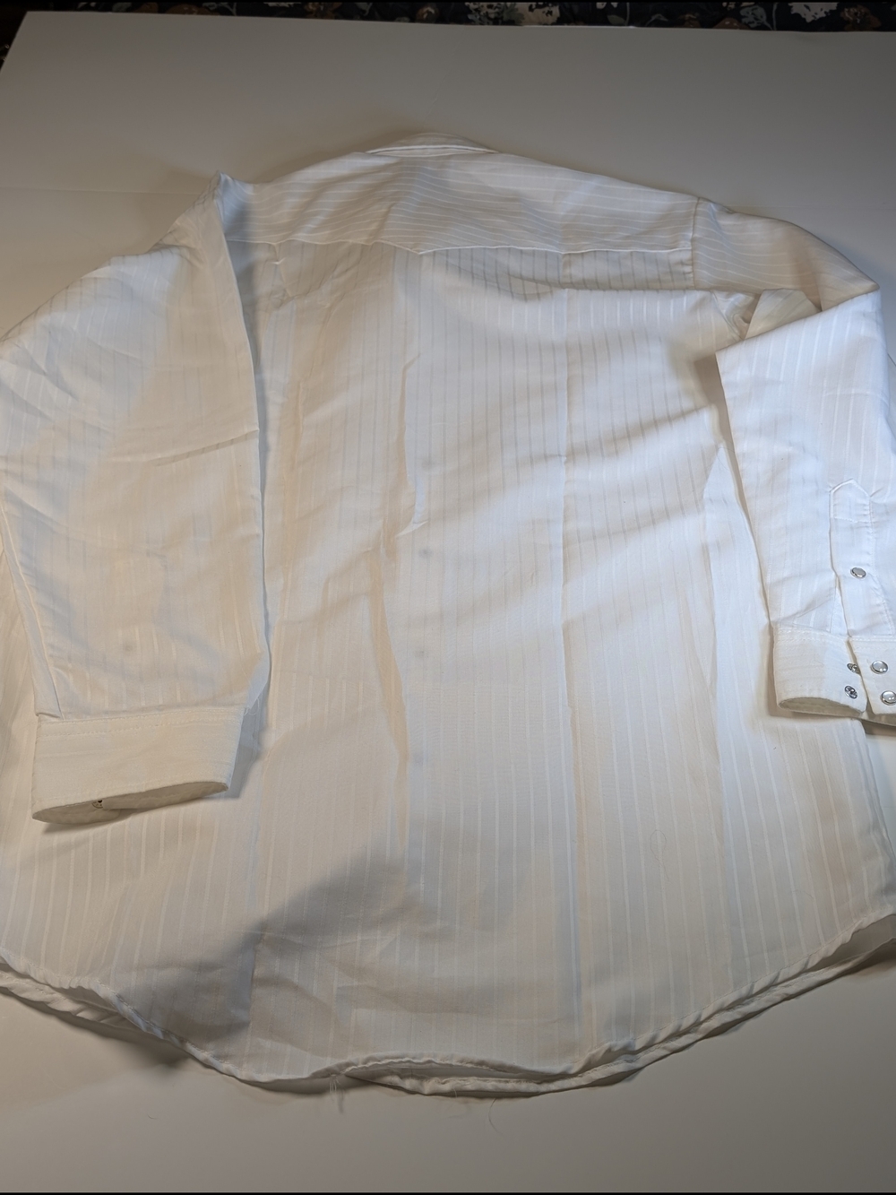 Vintage H Bar C Western Shirt Mens White Tonal Stripe Pearl XL - Picture 8 of 8
